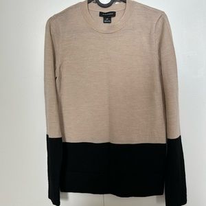 Club Monaco Fine Wool Tan and Black Color Block Sweater